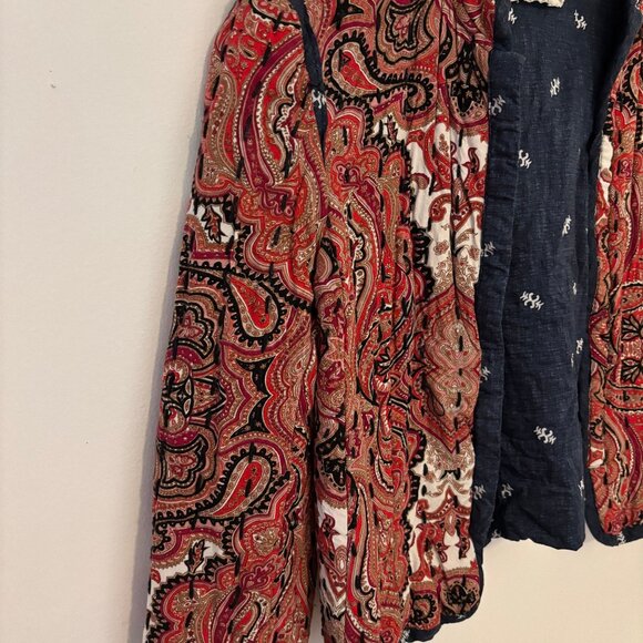 Anthropologie Paisley Quilted Jacket – Boho Lightweight Layer –Red/NAVY – VGUC - Picture 3 of 8